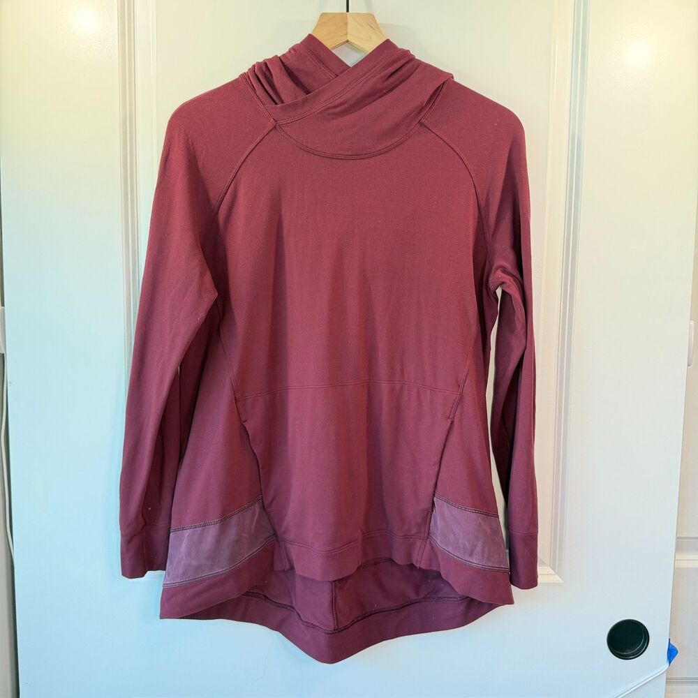 Lululemon Women's Burgundy Cowl Neck Pullover Hoodie Thumbholes Size M?
